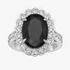Fine Jewelry Womens Genuine Black Onyx Sterling Silver Oval Cocktail Ring In Transparent