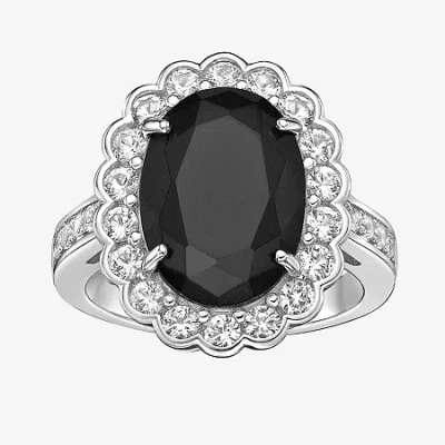 Fine Jewelry Womens Genuine Black Onyx Sterling Silver Oval Cocktail Ring In Transparent