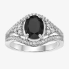 Fine Jewelry Womens Genuine Black Onyx Sterling Silver Oval Cocktail Ring In Transparent