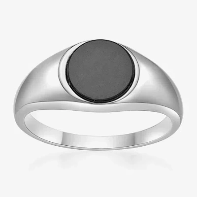 Fine Jewelry Womens Genuine Black Onyx Sterling Silver Round Cocktail Ring