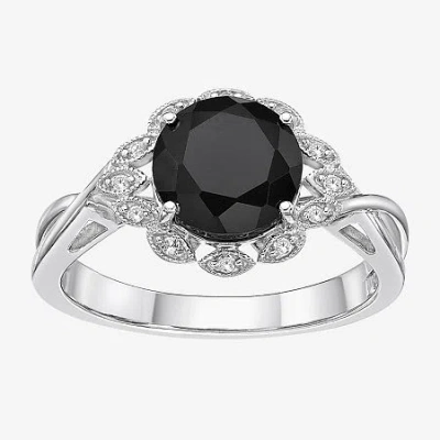 Fine Jewelry Womens Genuine Black Onyx Sterling Silver Round Cocktail Ring In Transparent