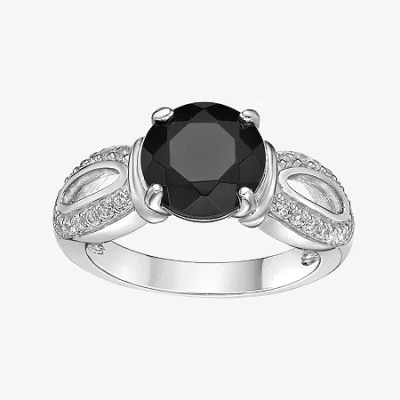 Fine Jewelry Womens Genuine Black Onyx Sterling Silver Round Cocktail Ring In Transparent