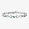 Fine Jewelry Womens Genuine Blue Aquamarine Sterling Silver 7.5 Inch Tennis Bracelet In Blue