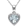 Fine Jewelry Womens Genuine Blue Aquamarine Sterling Silver Heart 18 Inch Pendant Necklace In Transparent