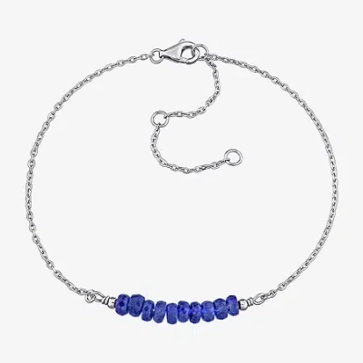 Fine Jewelry Womens Genuine Blue Sapphire Sterling Silver Beaded Bracelet In Transparent