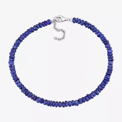Fine Jewelry Womens Genuine Blue Sapphire Sterling Silver Beaded Bracelet In Transparent