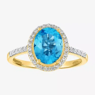 Fine Jewelry Womens Genuine Blue Topaz 10k Gold Cocktail Ring