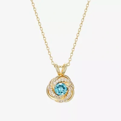Fine Jewelry Womens Genuine Blue Topaz 18k Gold Over Silver 18 Inch Pendant Necklace