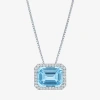 Fine Jewelry Womens Genuine Blue Topaz Sterling Silver 16 Inch Pendant Necklace In Transparent