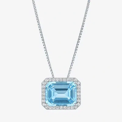 Fine Jewelry Womens Genuine Blue Topaz Sterling Silver 16 Inch Pendant Necklace In Transparent