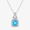 Fine Jewelry Womens Genuine Blue Topaz Sterling Silver 18 Inch Pendant Necklace In Transparent