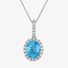 Fine Jewelry Womens Genuine Blue Topaz Sterling Silver 18 Inch Pendant Necklace In Transparent