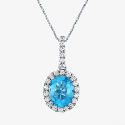 Fine Jewelry Womens Genuine Blue Topaz Sterling Silver 18 Inch Pendant Necklace In Transparent