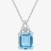 Fine Jewelry Womens Genuine Blue Topaz Sterling Silver 18 Inch Pendant Necklace In Transparent