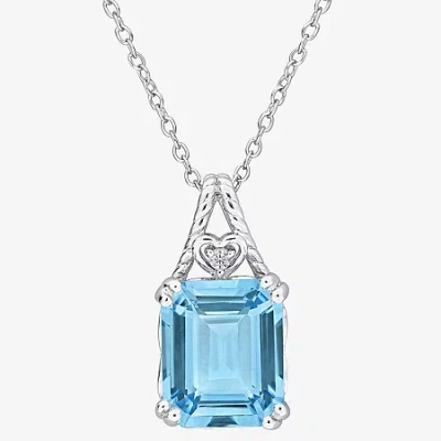 Fine Jewelry Womens Genuine Blue Topaz Sterling Silver 18 Inch Pendant Necklace In Transparent