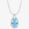 Fine Jewelry Womens Genuine Blue Topaz Sterling Silver 18 Inch Pendant Necklace In Transparent