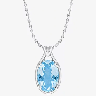 Fine Jewelry Womens Genuine Blue Topaz Sterling Silver 18 Inch Pendant Necklace In Transparent