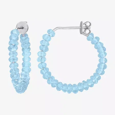 Fine Jewelry Womens Genuine Blue Topaz Sterling Silver 26mm Hoop Earrings In Transparent