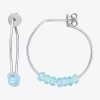 Fine Jewelry Womens Genuine Blue Topaz Sterling Silver 26mm Hoop Earrings In Transparent