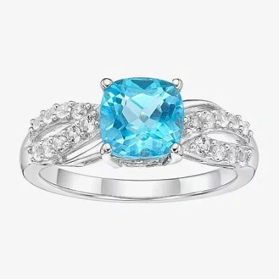 Fine Jewelry Womens Genuine Blue Topaz Sterling Silver Cocktail Ring