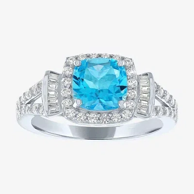 Fine Jewelry Womens Genuine Blue Topaz Sterling Silver Cocktail Ring