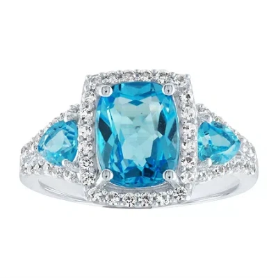 Fine Jewelry Womens Genuine Blue Topaz Sterling Silver Cocktail Ring