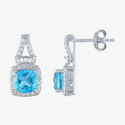 Fine Jewelry Womens Genuine Blue Topaz Sterling Silver Drop Earrings In Transparent
