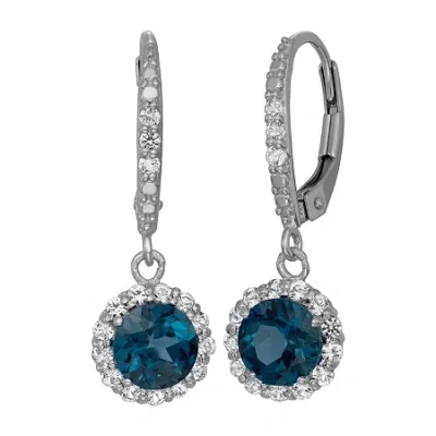 Fine Jewelry Womens Genuine Blue Topaz Sterling Silver Drop Earrings In Transparent