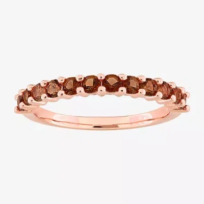 Fine Jewelry Womens Genuine Brown Quartz 18k Rose Gold Over Silver Eternity Stackable Ring In Transparent