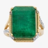 Fine Jewelry Womens Genuine Green Emerald 14k Gold Over Silver Cocktail Ring In Green