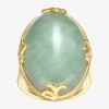 Fine Jewelry Womens Genuine Green Jade 18k Gold Over Silver Oval Cocktail Ring In Green