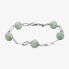 Fine Jewelry Womens Genuine Green Jade Sterling Silver Strand Bracelet In Transparent