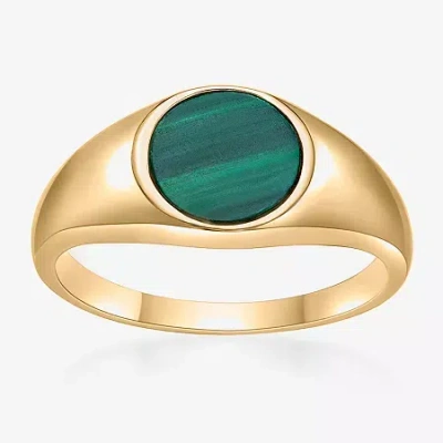 Fine Jewelry Womens Genuine Green Malachite Sterling Silver Round Cocktail Ring In Multi