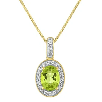 Fine Jewelry Womens Genuine Green Peridot 14k Gold Over Silver 18 Inch Pendant Necklace In Transparent