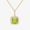 Fine Jewelry Womens Genuine Green Peridot 14k Gold Over Silver 18 Inch Pendant Necklace In Transparent