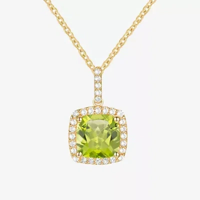 Fine Jewelry Womens Genuine Green Peridot 14k Gold Over Silver 18 Inch Pendant Necklace In Transparent
