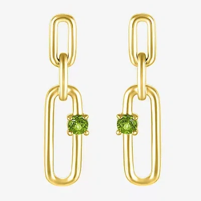 Fine Jewelry Womens Genuine Green Peridot 14k Gold Over Silver Paperclip Drop Earrings In Transparent