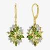 Fine Jewelry Womens Genuine Green Peridot 18k Gold Over Silver Drop Earrings In Transparent
