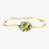 Fine Jewelry Womens Genuine Green Peridot 18k Gold Over Silver Flower Bangle Bracelet In Transparent