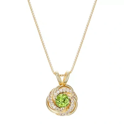 Fine Jewelry Womens Genuine Green Peridot 18k Gold Over Silver Round 18 Inch Pendant Necklace In Transparent