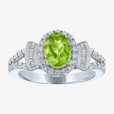 Fine Jewelry Womens Genuine Green Peridot Sterling Silver Cocktail Ring