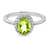 Fine Jewelry Womens Genuine Green Peridot Sterling Silver Oval Halo Cocktail Ring In Green
