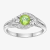 Fine Jewelry Womens Genuine Green Peridot Sterling Silver Round Cocktail Ring In Green