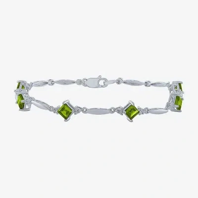 Fine Jewelry Womens Genuine Green Peridot Sterling Silver Tennis Bracelet In Transparent