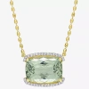 Fine Jewelry Womens Genuine Green Quartz 18k Gold Over Silver 18 Inch Pendant Necklace In Transparent