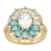 Fine Jewelry Womens Genuine Multi Color Stone 18k Gold Over Silver Cocktail Ring In White
