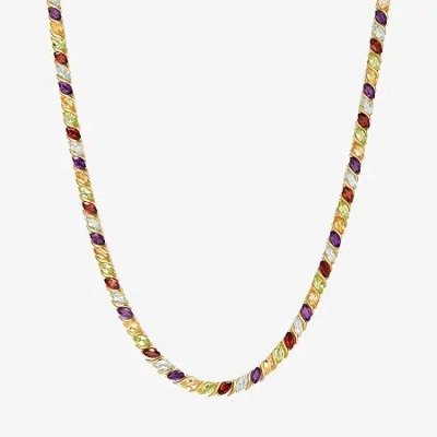 Fine Jewelry Womens Genuine Multi-stone 18k Gold Over Silver Tennis Necklaces In Transparent