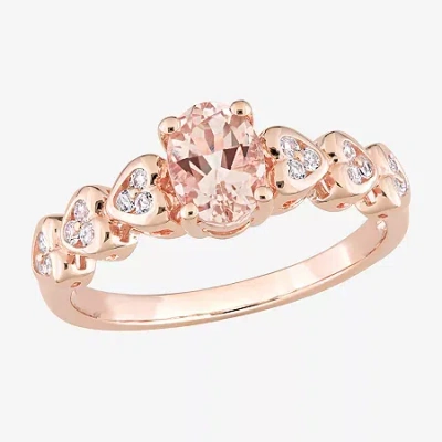 Fine Jewelry Womens Genuine Pink Morganite 18k Rose Gold Over Silver Cocktail Ring