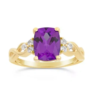 Fine Jewelry Womens Genuine Purple Amethyst 10k Gold Cocktail Ring