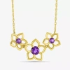 Fine Jewelry Womens Genuine Purple Amethyst 10k Gold Flower 18 Inch Pendant Necklace In Transparent